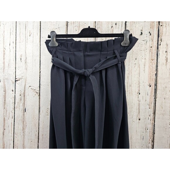 DMS Womens 38 Iro Paperbag Waist Belted High Rise Dress Pants‎ Slacks Black EUC - Picture 2 of 10
